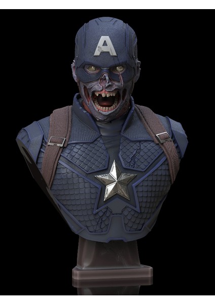 Zombie Captain America Bust -13X10X20CM