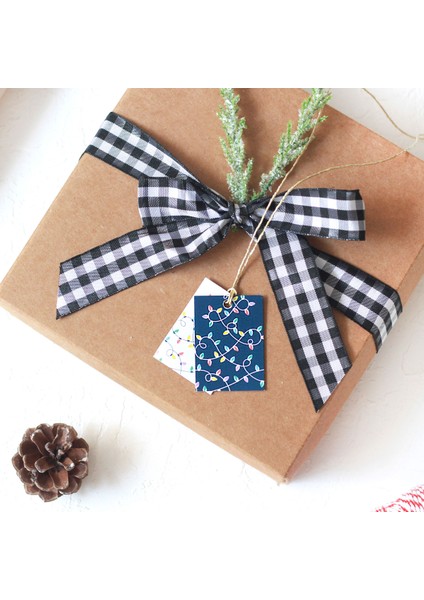 Yılbaşı ışık desenli dikdörtgen etiket seti, Lacivert-Beyaz 10 adet (3.5x4.9 cm) fiyatları