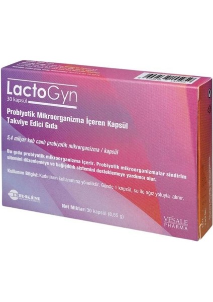 Lactogyn Probiyotik Mikroorganizma Içeren Takviye Edici Gıda 30 Kapsül