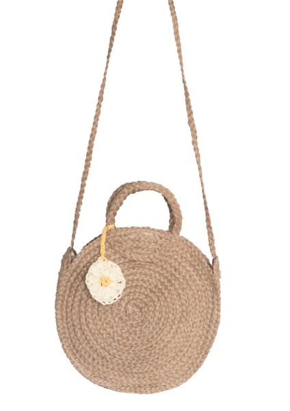 Kadın Bohem Papatya Detaylı Hasır Omuz Çantası
