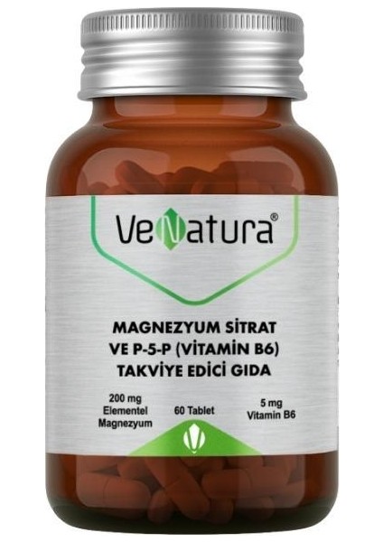Magnezyum Sitrat Ve P-5-P (Vitamin B6) Içeren Takviye Edici Gıda 60 Tablet