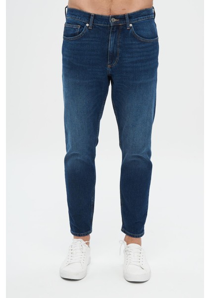 Finn Koyu Mavi Regular Tapered Fermuarlı Jean Pantolon E 4407-008 fiyatları