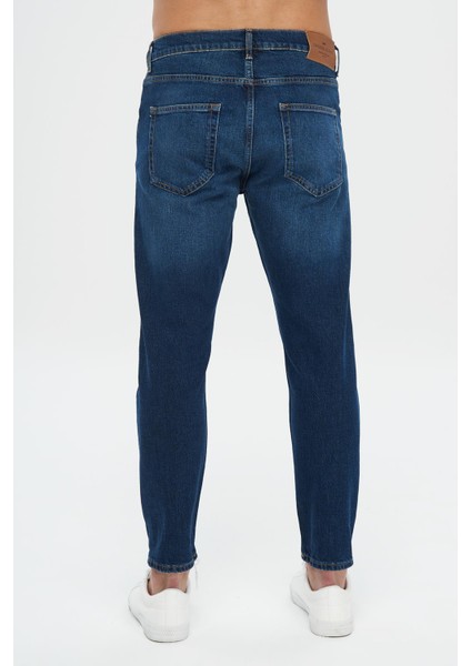 Finn Koyu Mavi Regular Tapered Fermuarlı Jean Pantolon E 4407-008 fırsatları