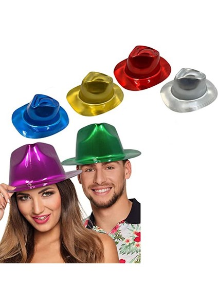 Karışık Renklerde Kovboy Tarz Plastik Parti Şapkası Yetişkin 6 Adet