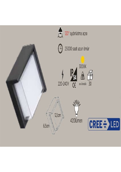 6W Siyah Kasa Dış Mekan Dekoratif (3000K) fiyatları
