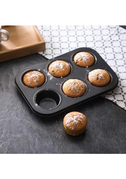Nakres 6 Bölmeli Yanmaz ve Yapışmaz Kek Kapsülü Yapışmaz Mini Tart Kek Kapsülü Muffin Ekler Kalıbı 26-18 cm