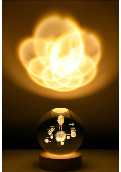 LED Işıklı Kristal Astronot Gezegen Küre 3D Güneş Sistemi Topu Ev Ofis Dekor fiyatları