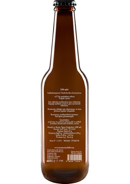 Kombucha 2200 Şeftali & Gül 330 ml.  6'lı