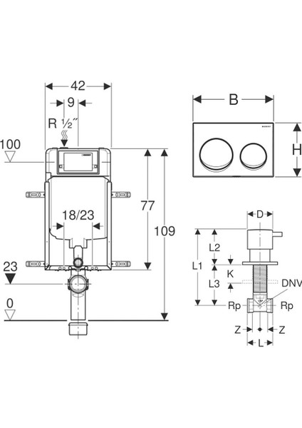 Alpha 8 cm Kombifix Gömme Rezervuar Seti (Mat Krom Panel)