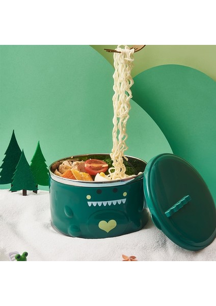 Kawaii Dragon Ramen Bowl Lid Paslanmaz Çelik Mutfak Takımları (Yurt Dışından)