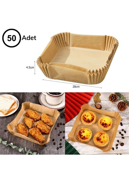 50 Adet Air Fryer Pişirme Kağıdı Tek Kullanımlık