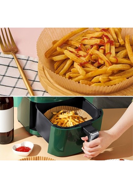 50 Adet Air Fryer Pişirme Kağıdı Tek Kullanımlık Hava Fritöz Yağ greçirmez Yapışmaz grıda Pişirme Kağıdı Yuvarlak Tabak Model