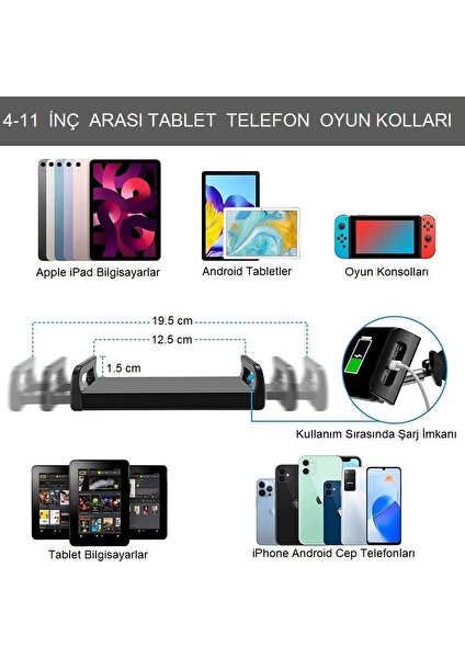 Tablet Telefon Zemin Standı 175CM Universal 360 Derece Hareketli 4-11 Inç Uyumlu