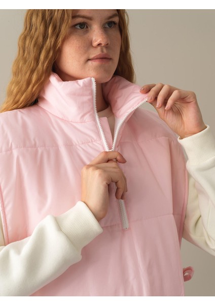 Kadın Pembe Dik Yaka Regular Fit Yelek modelleri