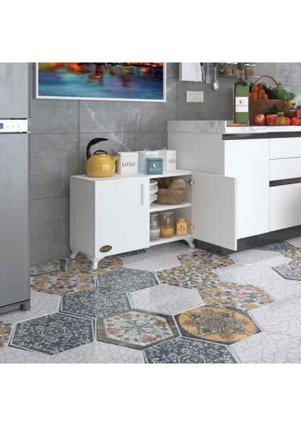 Kenzlife 2 kapılı dolap rabia 048*070*032 byz kapaklı ayaklı banyo mutfak ofis kitaplık ayakkabılık kiler