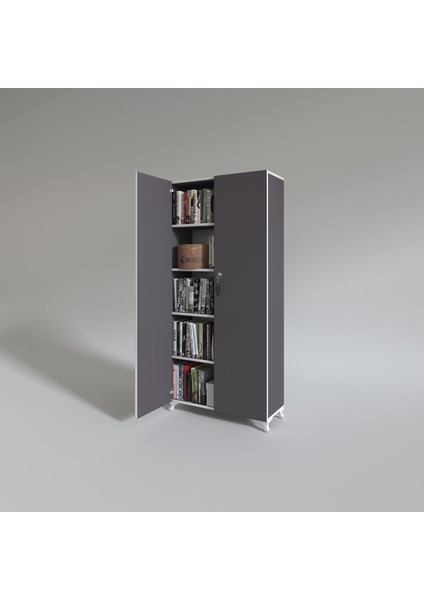 Kenzlife 2 kapılı dolap çilem 188*070*032 gri kilitli ayaklı banyo mutfak ofis kitaplık ayakkabılık kiler fırsatları