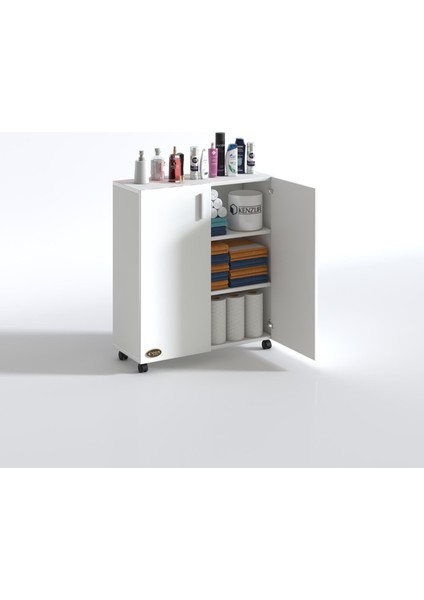 Kenzlife 2 kapılı dolap rabia 088*070*032 byz kapaklı tekerlekli banyo mutfak ofis kitaplık ayakkabılık kiler