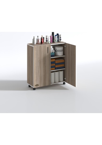 Kenzlife 2 kapılı dolap rabia 088*070*032 crd kapaklı tekerlekli banyo mutfak ofis kitaplık ayakkabılık kiler