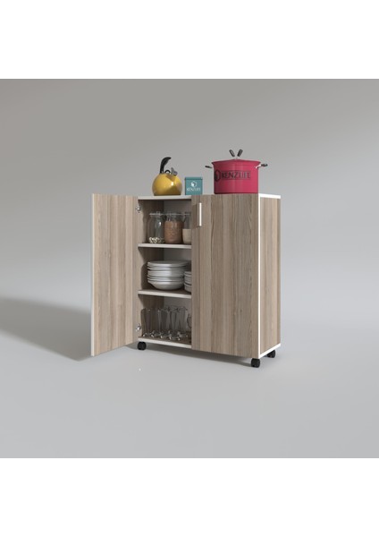 Kenzlife 2 kapılı dolap rabia 088*070*032 crd kapaklı tekerlekli banyo mutfak ofis kitaplık ayakkabılık kiler fiyatları