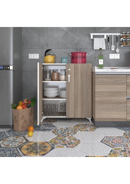 Kenzlife 2 kapılı dolap çilem 088*070*032 crd kilitli ayaklı banyo mutfak ofis kitaplık ayakkabılık kiler