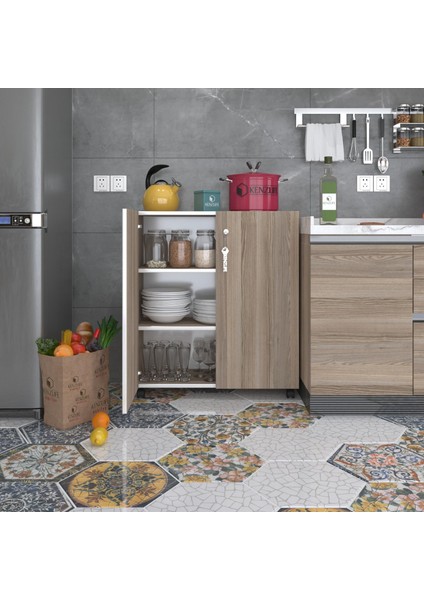 Kenzlife 2 kapılı dolap çilem 088*070*032 crd kilitli tekerlekli banyo mutfak ofis kitaplık ayakkabılık kiler