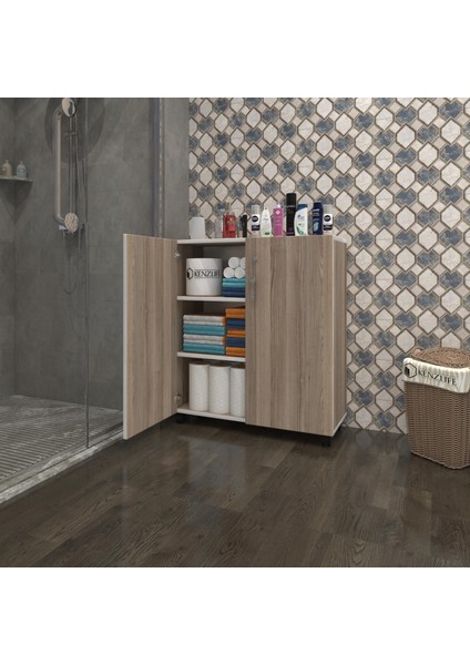 Kenzlife 2 kapılı dolap çilem 088*070*032 crd kilitli tekerlekli banyo mutfak ofis kitaplık ayakkabılık kiler indirimleri