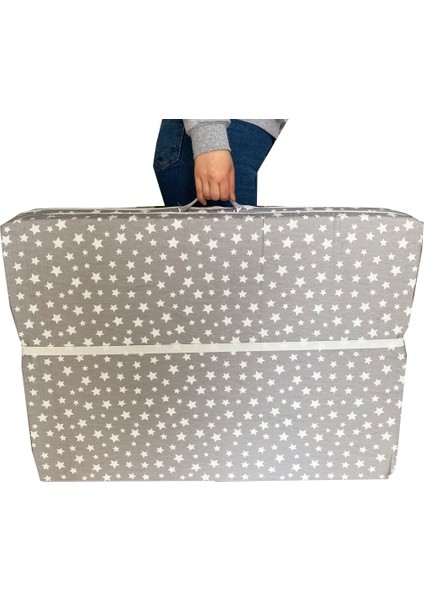 Tek Kişilik Katlanır Yer Yatağı Sünger Yatak Gri Yıldız 80 X 180 Cm-6 Cm