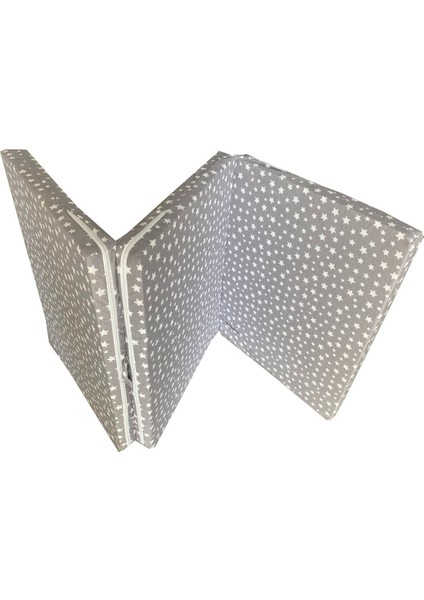 Tek Kişilik Katlanır Yer Yatağı Sünger Yatak Gri Yıldız 80 X 180 Cm-6 Cm