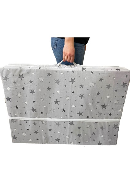 Tek Kişilik Katlanır Yer Yatağı Sünger Yatak Gri Yıldız 80 X 180 Cm-6 Cm