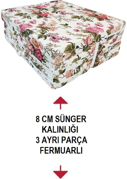 Katlanır Yer Yatağı Sünger Yatak 80 X 180 Ingiliz Gülü 8  Cm