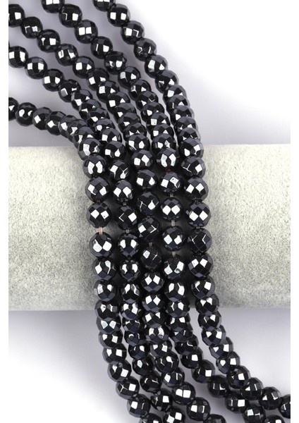 Hematit Doğal Taş Dizi 8 mm Fasetli Küre Kesim