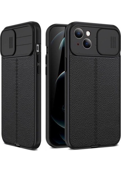 Iphone 14 Plus Kılıf Lensı Niss Deri Dokulu Kamera Korumalı Silikon