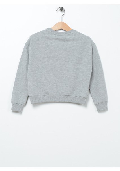 Baskili Kız Çocuk Gri Melanj Sweatshirt Cal Girl fiyatları
