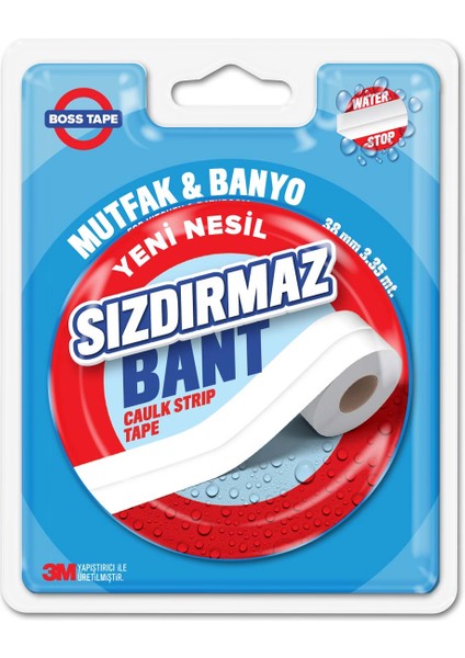 Güçlü 3M Yapışkanlı Küvet Lavabo Duşakabin Su Sızdırmaz Kenar Bandı En:38mm Boy:3,35mt PVC indirimleri