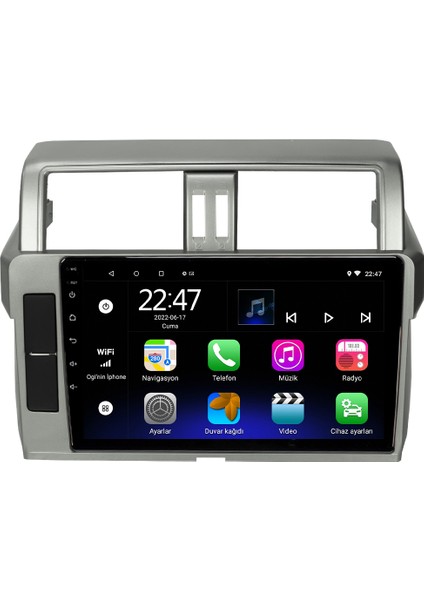 Toyota Prado Android 12 Kablosuz Carplay Navigasyon Multimedya Ekran Teyp - MY-0609W-TOYOTA Prado