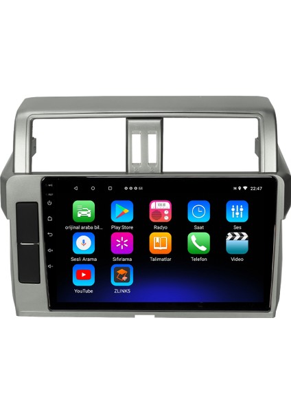 Toyota Prado Android 12 Kablosuz Carplay Navigasyon Multimedya Ekran Teyp - MY-0609W-TOYOTA Prado