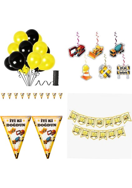 Iş Makinaları Inşaat Temalı Parti Seti