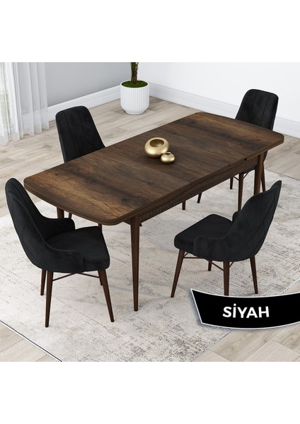 Concept Kar Serisi 80 x 132 cm Açılabilir Mdf Mutfak Masa Takımı Barok Ahşap Desen Masa 4 Sandalye fiyatları