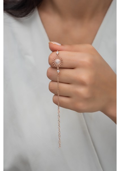 925 Ayar Gümüş Rose Zirkon Taşlı Güneş Bileklik