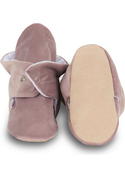 Kadife Kaydırmaz Tabanlı Pamuk Astarlı Çıtçıtlı Gülkurusu Panduf - F-870 modelleri