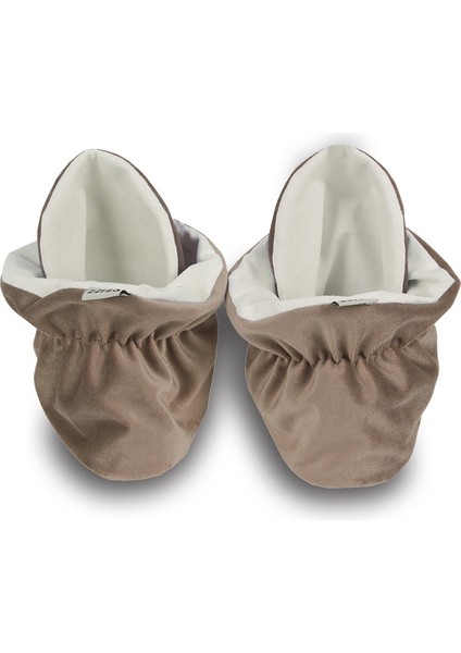 Kadife Kaydırmaz Tabanlı Pamuk Astarlı Çıtçıtlı Vizon Panduf - F-870 indirimleri