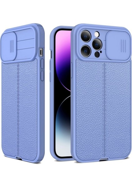 Iphone 14 Pro Max Kılıf Lensı Niss Deri Dokulu Kamera Korumalı Silikon + Ekran Koruyucu