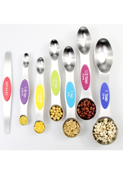 7 Parça Paslanmaz Çelik Manyetik Ölçü Kaşığı Seti - Çok Renkli (Yurt Dışından)