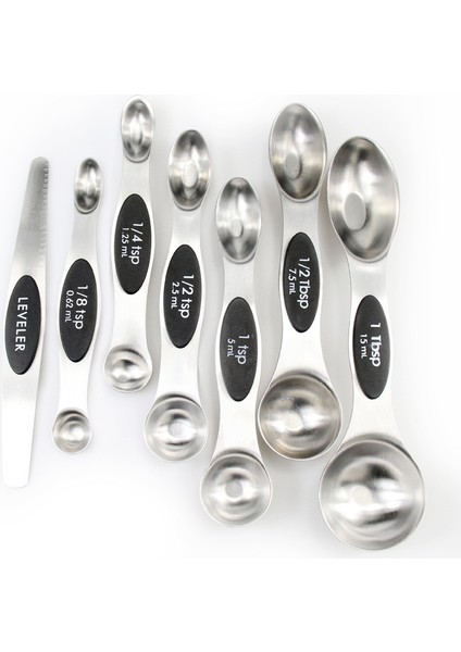 7 Parça Paslanmaz Çelik Manyetik Ölçü Kaşığı Seti - Siyah (Yurt Dışından)
