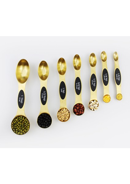 7 Parça Paslanmaz Çelik Manyetik Ölçü Kaşığı Seti - Altın (Yurt Dışından)