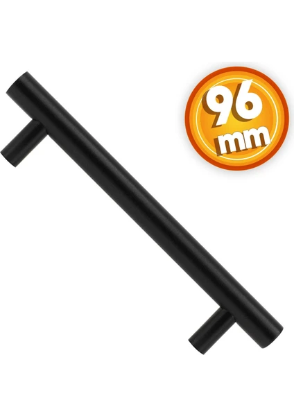 Gül Boylu (96 mm - 9.6 cm) Metal Mat Siyah Mobilya Mutfak Çekmece Dolap Dolabı Kapak Kulpu Kulbu Kulpları