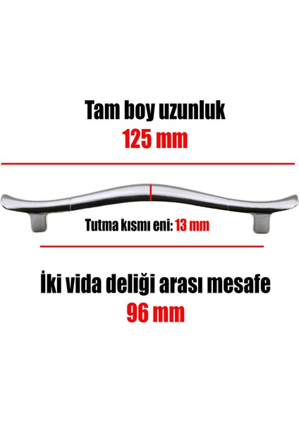 Orkide Çekmece Dolap Kapak Kulpu Kulbu 96 mm Krom Metal Kulp