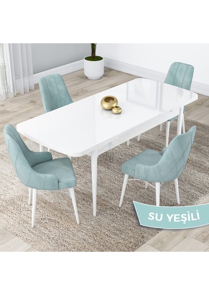 Concept Kar Serisi, 80X132 Açılabilir Mdf Mutfak Masa Takımı, Beyaz Masa 4 Sandalye fiyatları