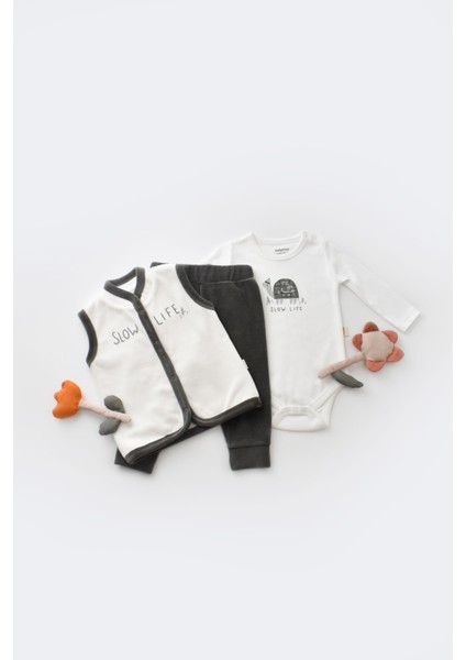 3 Parça Kaplumbağa Kadife Yelek Seti- CSYK6024 - Rebebe modelleri