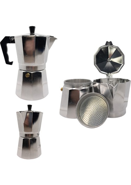 Furier Shop Gümüş Moka Pot ve Kırlangıç Kupa  Sepeti